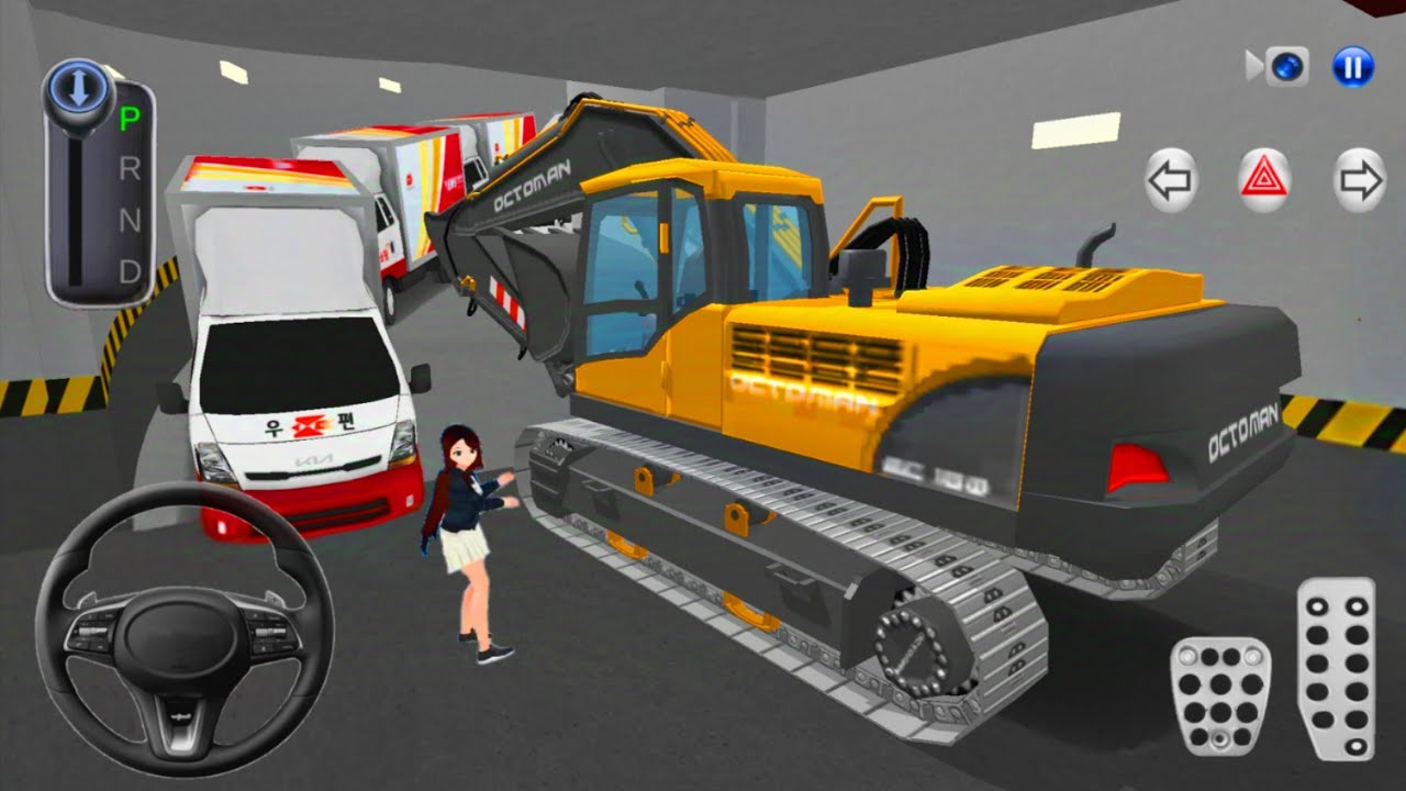Heavy Excavator Stuck in Parking Garage with Kia Pickup🚘🚧 3D Driving Class 2025 - Android Gameplay🎮