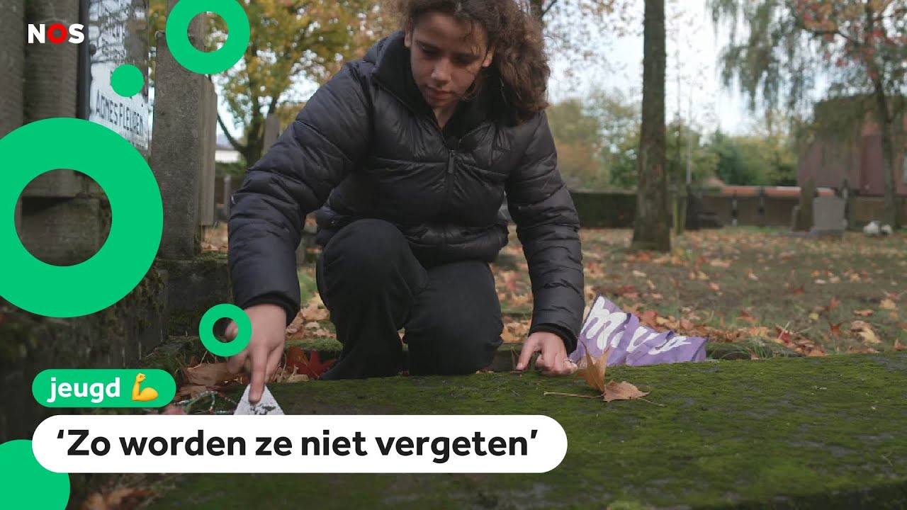 Lily poetst graven op de begraafplaats
