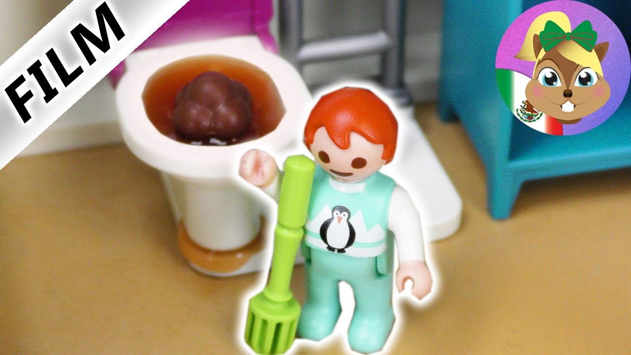 Series de Playmobil en Español-¡EMMA TAPA EL BAÑO! ¡PEQUEÑA PERO PODEROSA! Series Familia Pérez
