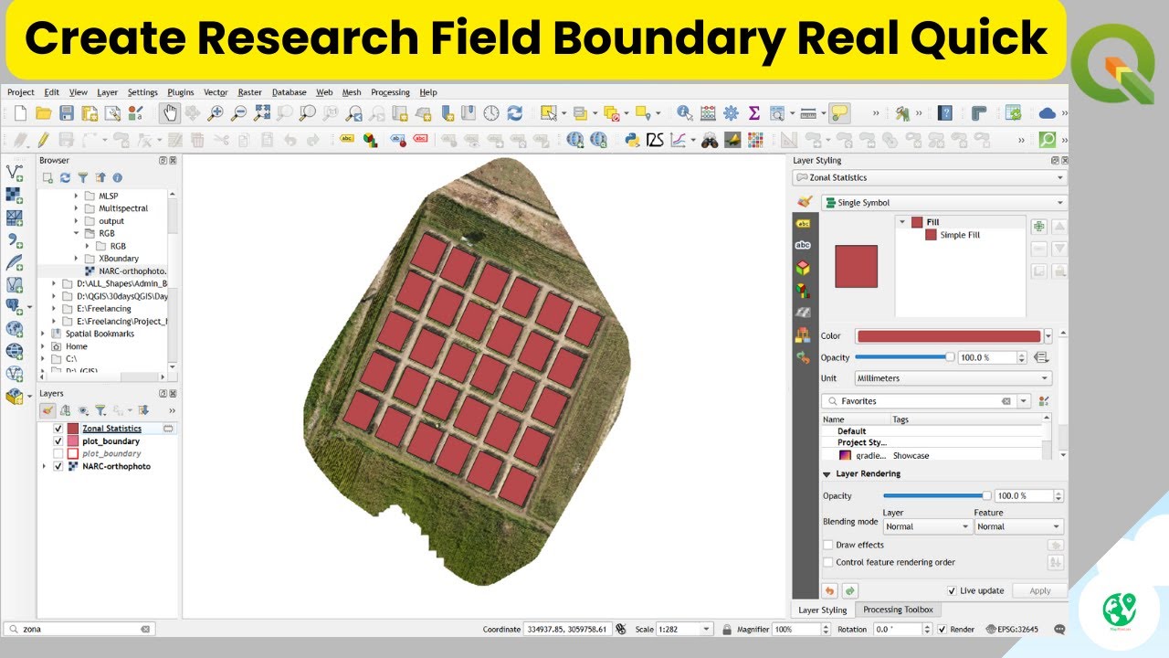 Create Research Field Boundary Quick | Map Mentors | QGIS