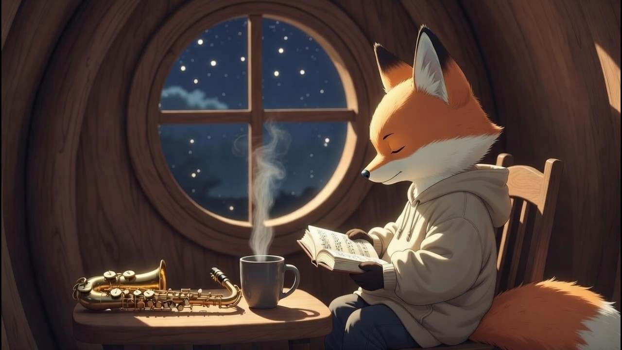 🦊 Midnight Window Jazz — Lofi Chillhop for Study, Focus, Relax
