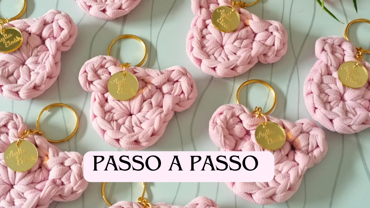 Chaveiro ursinho em fio de malha . Passo a passo,  vem aprender.  #chaveirodecroche #fiodemalha