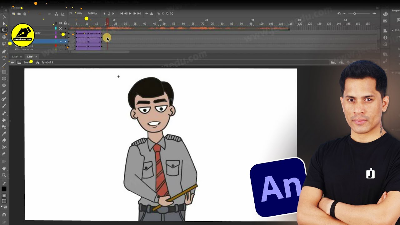 How To Animate A Character In Adobe Animate|2D Cartoon Animation Step By Step| 