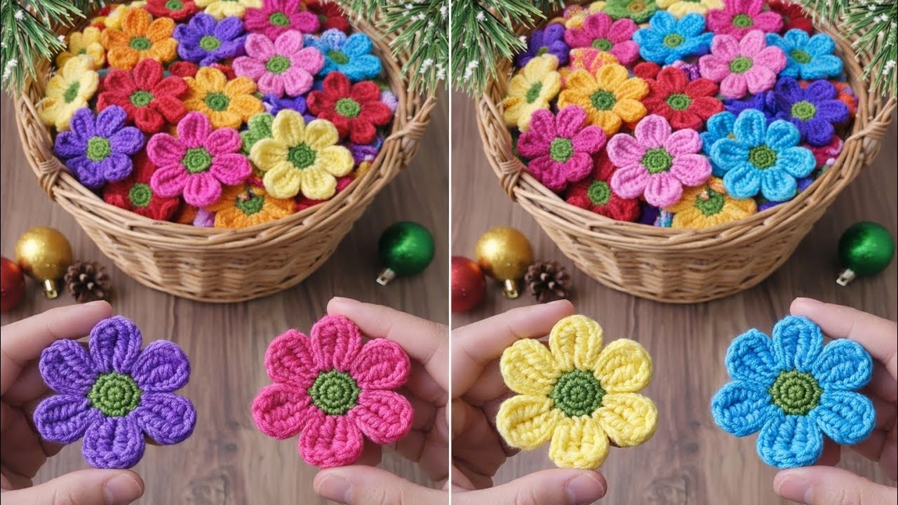 WOW BEAUTİFUL 😍 Very easy crochet flowers making 😍 crochet for beginners. Crochet feee tutorial