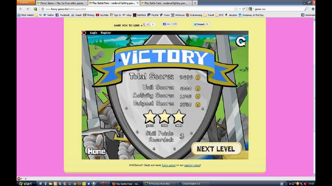 Battle Panic: Cheat Walkthrough: Flash Game Made Easy: Upgrade Points: Cheat Engine