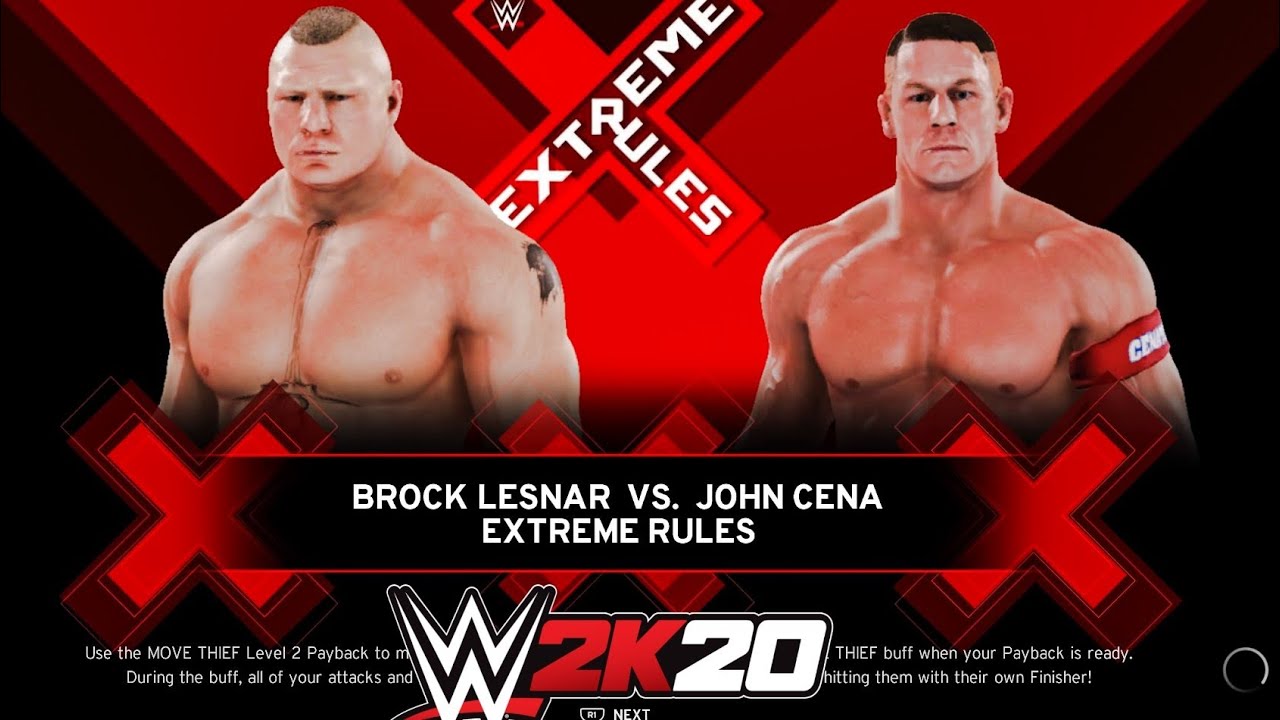 WWE 2K20 John Cena VS. Brock Lesnar | One On One Match | WWE 2K20 Extreme Rules Match Gameplay