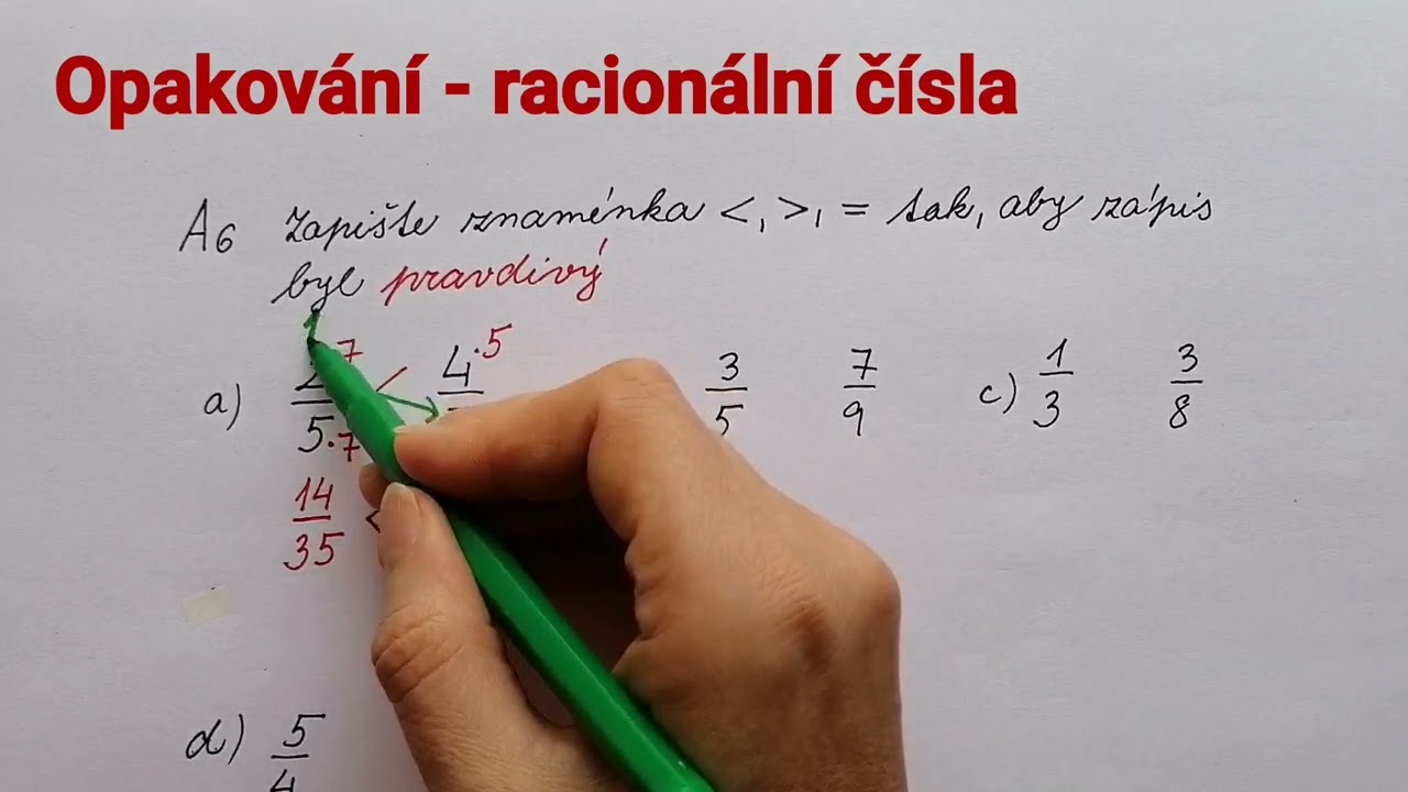 Opakování - racionální čísla 4 (porovnávání zlomků)