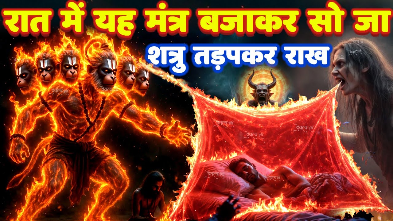 11 मुखी हनुमान रात्रि ज्वालामुखी शत्रु मारण उल्टारी तांत्रिक मंत्र: भूत बाधा नाशक! Hanuman Mantra