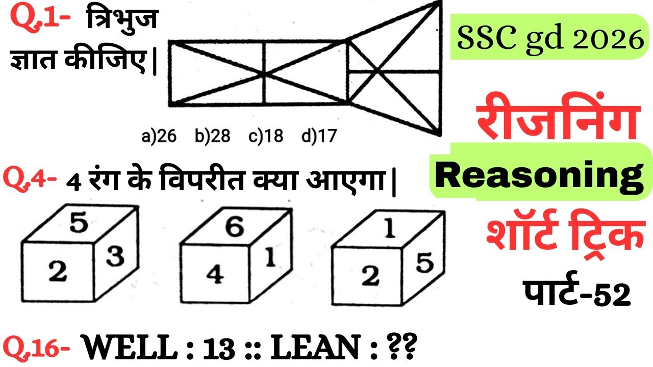 Reasoning प्रैक्टिस Set–52|| SSC gd reasoning|| ntpc reasoning|| reasoning||  reasoning practice set