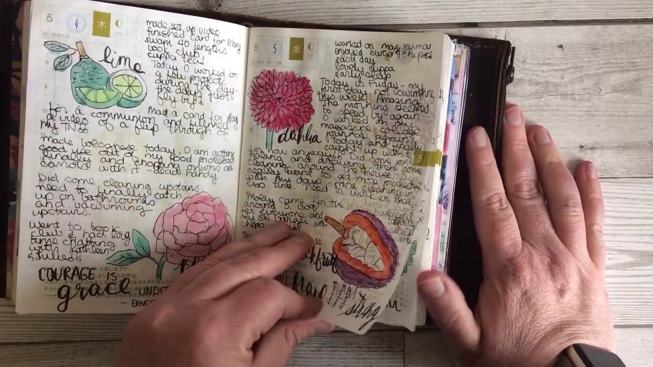 My A6 Traveler's Notebook Setup for June with Hobonichi Flip Through & Bullet Journal