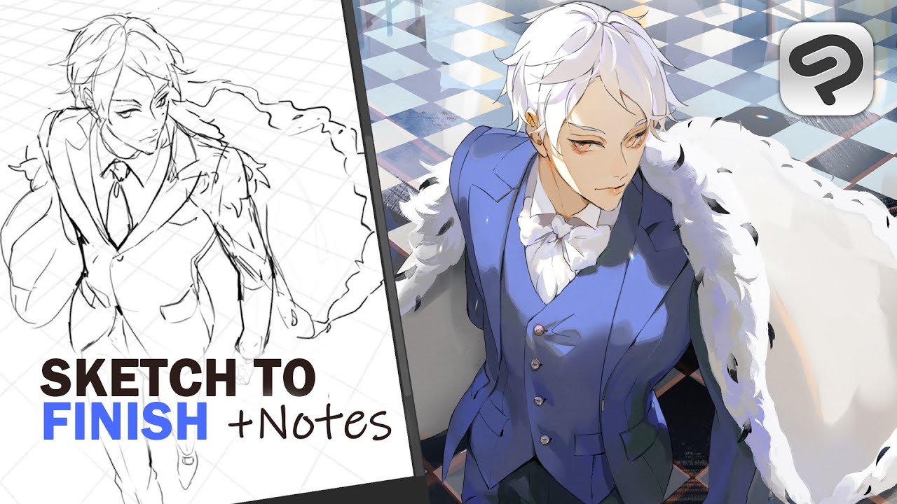 Sketch to Finish✨Full Character Illustration Process [Clip Studio Paint Speedpaint]