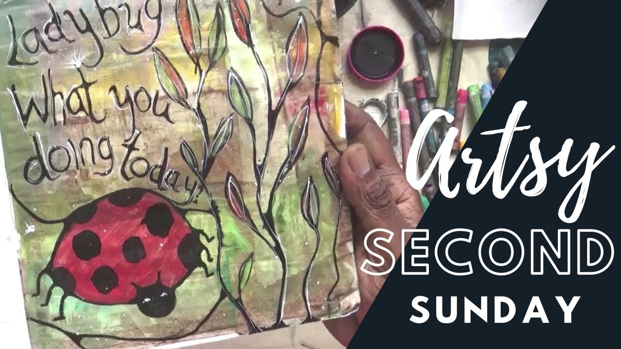 Lady Bird Art Journal Page - Artsy Second Sunday