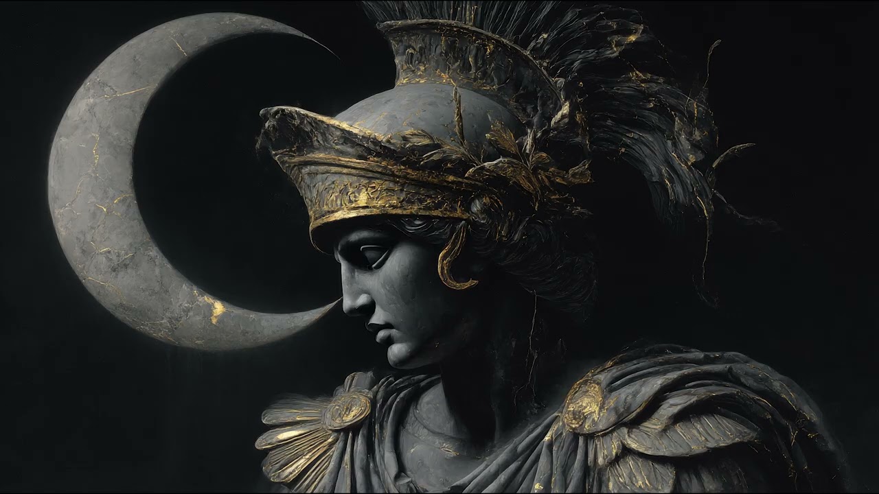 Ancient Greek Warrior Statue | Dark Cinematic TV Art | Gold Kintsugi Aesthetic Screensaver | 8 Hours