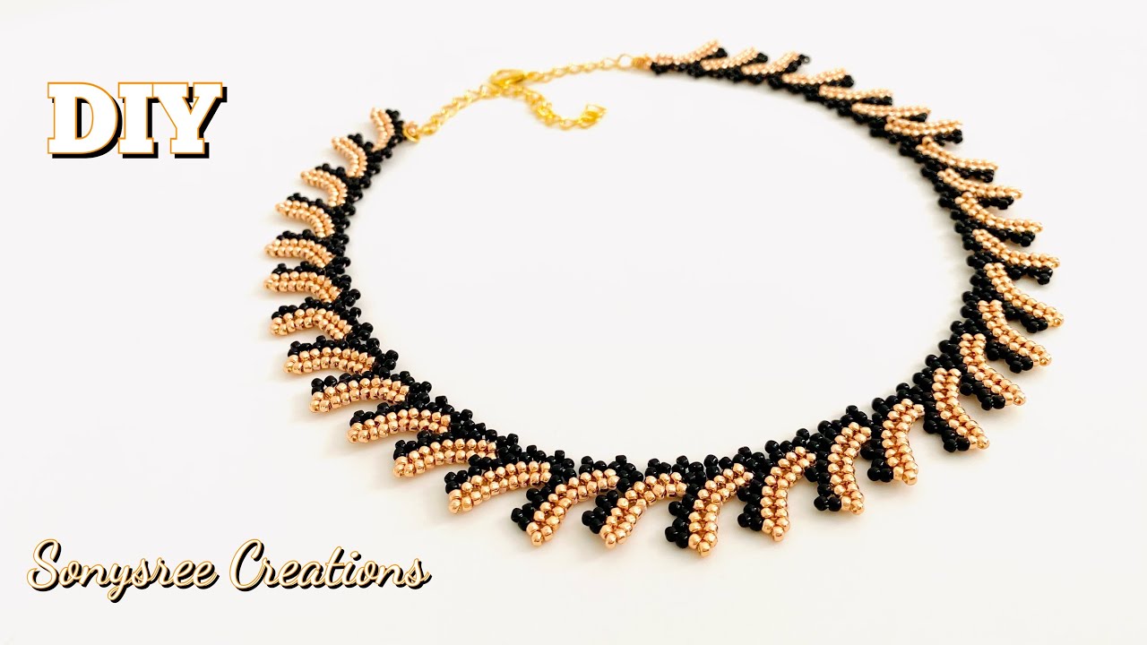 Aurous Necklace || How to make Beaded Necklace || Beaded Herringbone Necklace