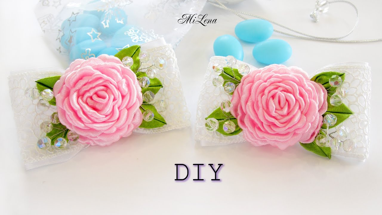 БАНТИКИ С РОЗАМИ, МК / DIY Ribbon roses & bows