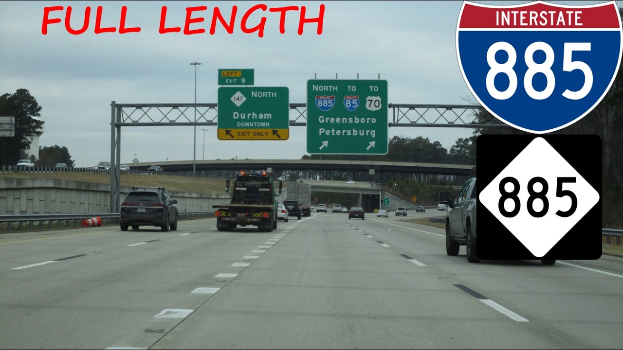 Durham East End Connector (Interstate 885) northbound