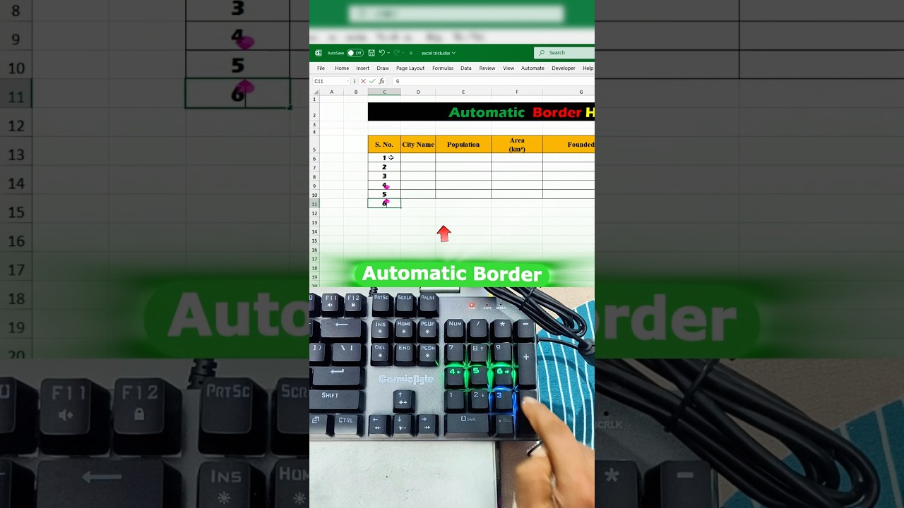 Add Automatic Borders in Excel with Just ONE Trick | You&rsquo;ll Be Shocked How Easy It Is #excel #border