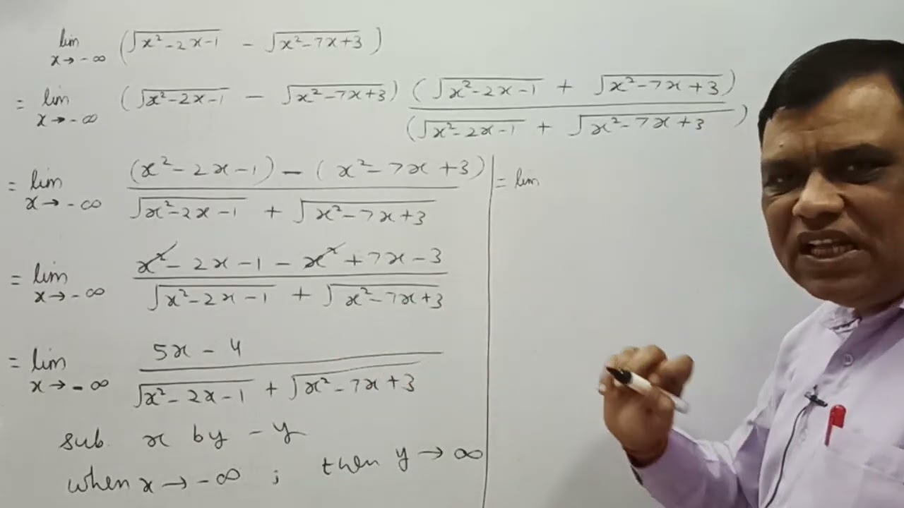 lim(x→ - ∞) (√(x^(2 )-2x-1)- √(x^(2 )-7x+3)) | Limits #important