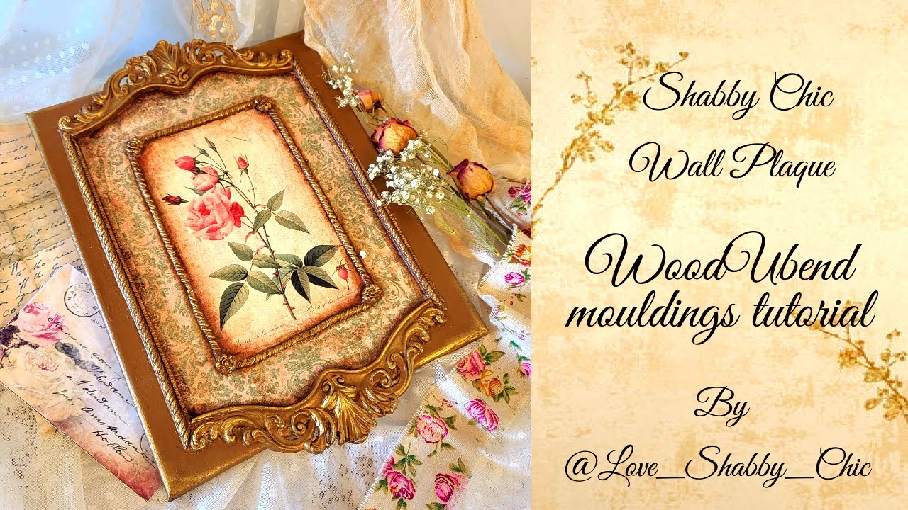 Shabby Chic Wall plaque - WoodUbend mouldings on canvas