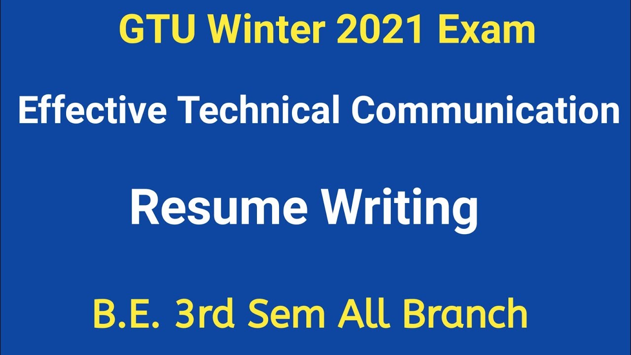 Resume Writing || Chapter -2 ||Technical Writing ||  B.E. Sem-3 || ETC || Executive Engineer ||