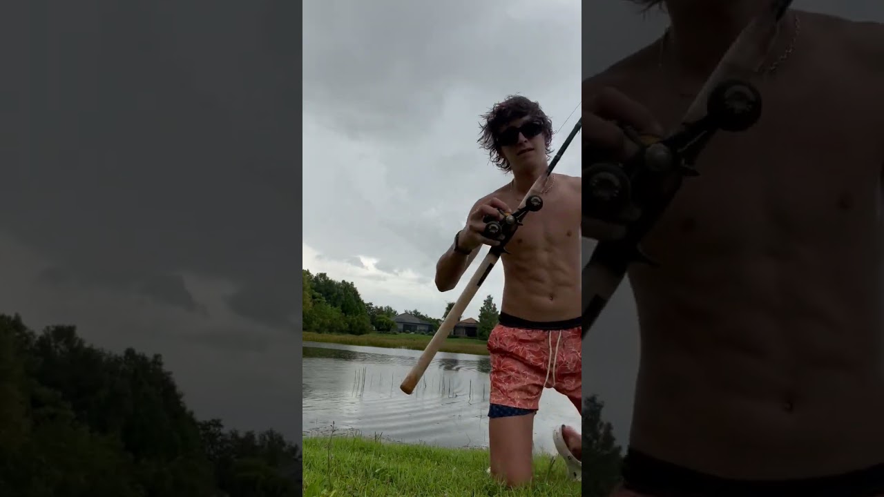 Scary alligator creeps up behind Florida man showing off his catch