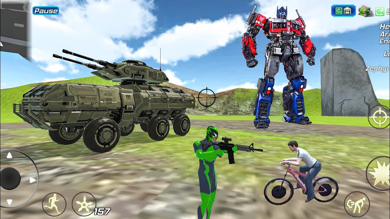 Rope Frog Ninja Hero Vegas Crime Simulator I Found a Military Tank 😲 - Android Gameplay