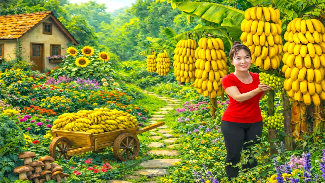 Harvesting Many Bananas ,How to Make Dried Bananas Goes To Market Sell | Trinh&rsquo;s Rural Life