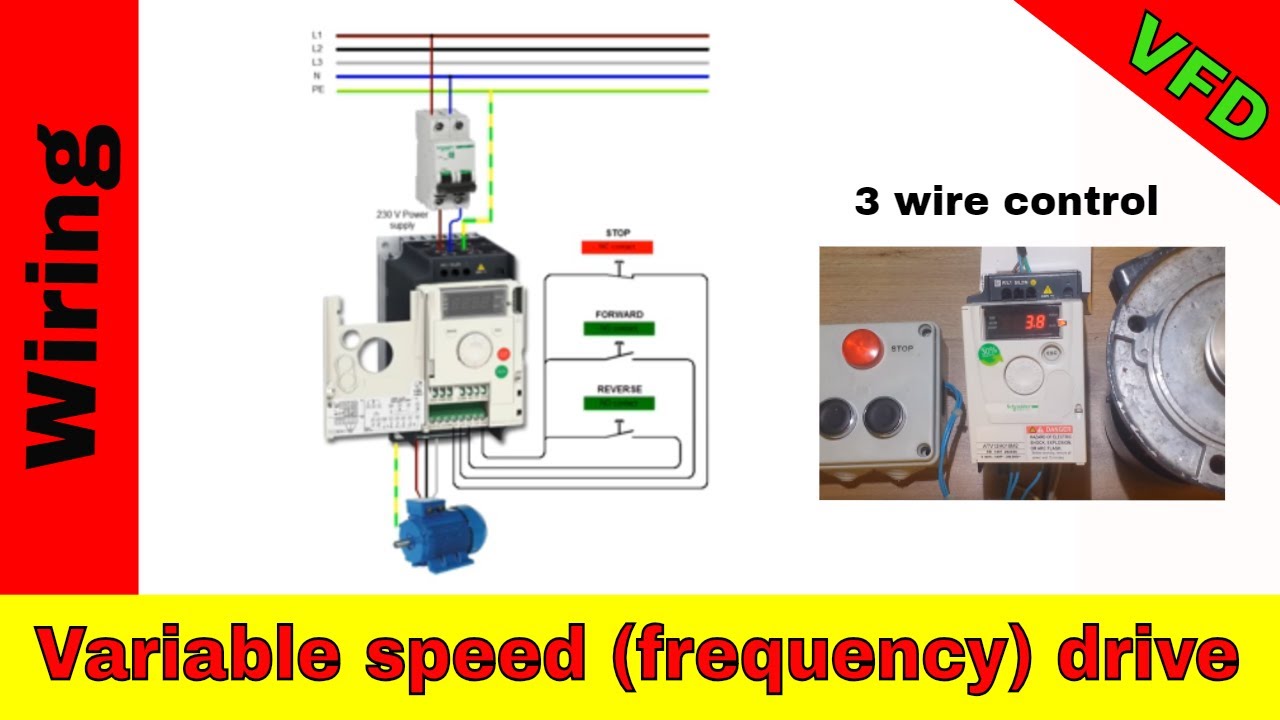 How to wire VFD. Altivar 312 three wire control.