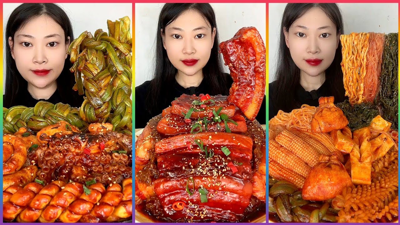 ASMR CHINESE FOOD MUKBANG EATING SHOW | 먹방 ASMR 중국먹방 (Fat Meat, Pork Fat, Pork Belly, 🍜Noodles)