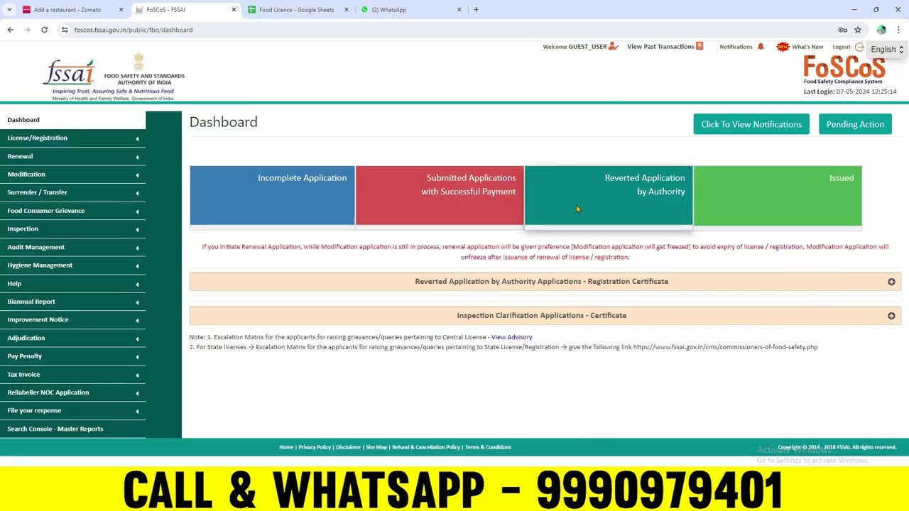 Food licence reverted by Authority | Reverted Application by Authority | application reverted to FBO