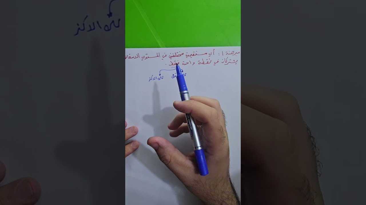 مبرهنة 1 (أي مستقيمين مختلفين في المستوي الاسقاطي يشتركان بنقطة واحدة فقط). نوار الأسدي
