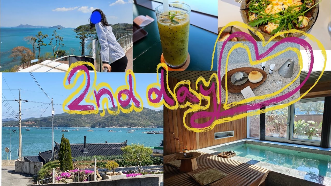 IJE NAMHAE 2nd day | Hotel breakfast , Walk date , Ocean view Cafe , Sauna , Dinner , Campfire 🔥