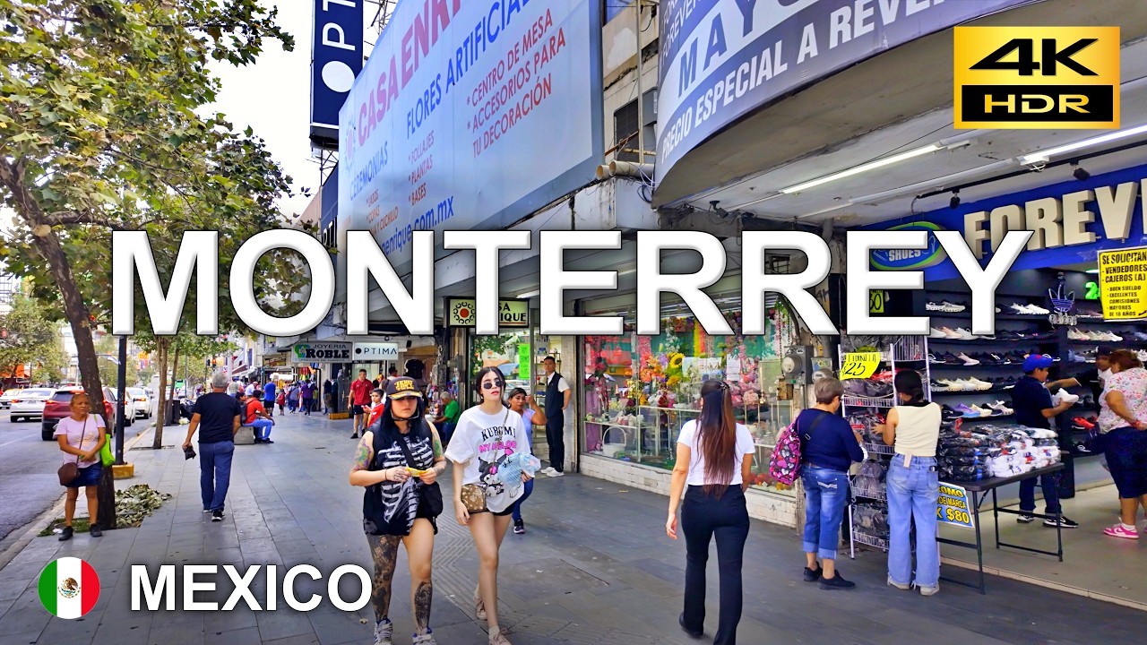 🇲🇽 Монтеррей, Мексика | 100-минутная прогулка по центру города | июнь 2026 [4K HDR]