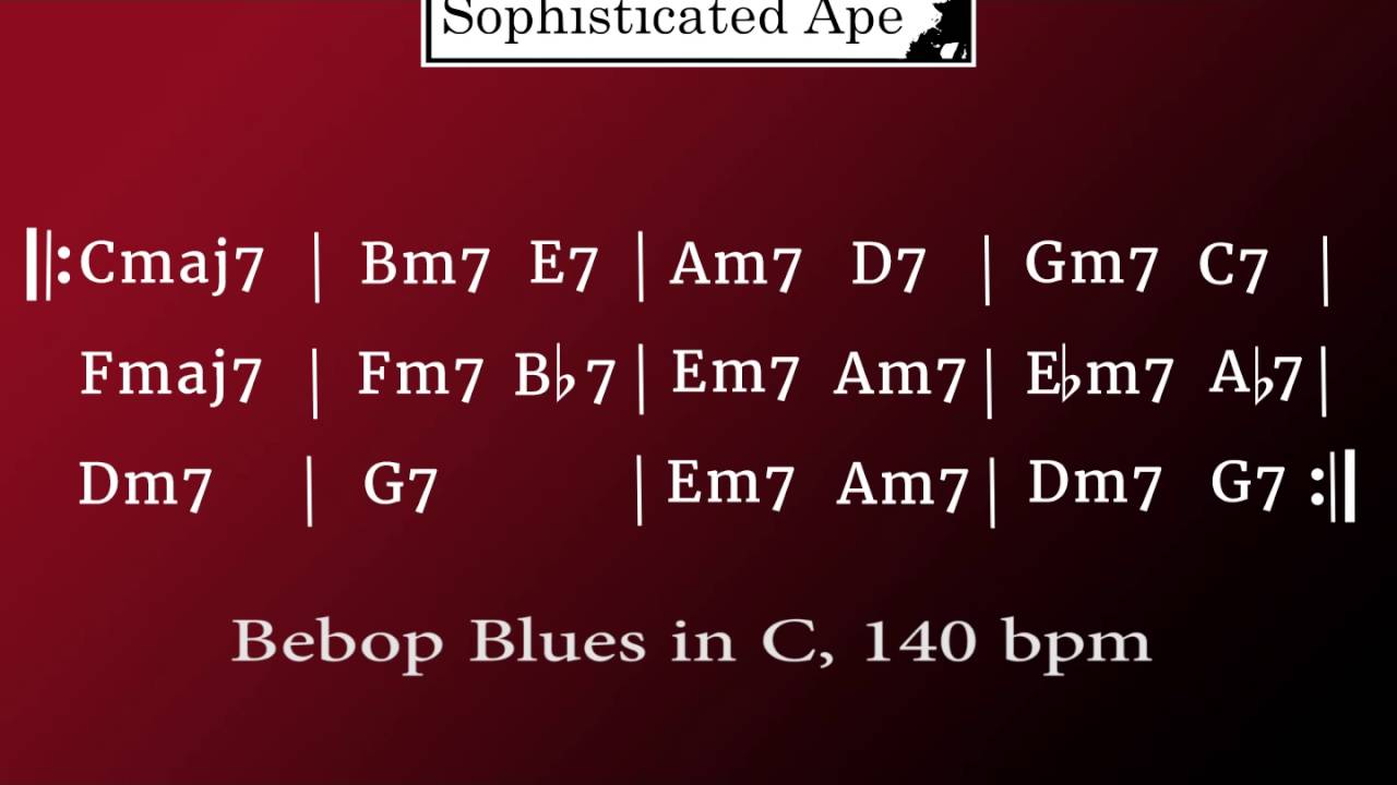 Backing Jam Track - Bebop Jazz Blues in C Major, 140 BPM