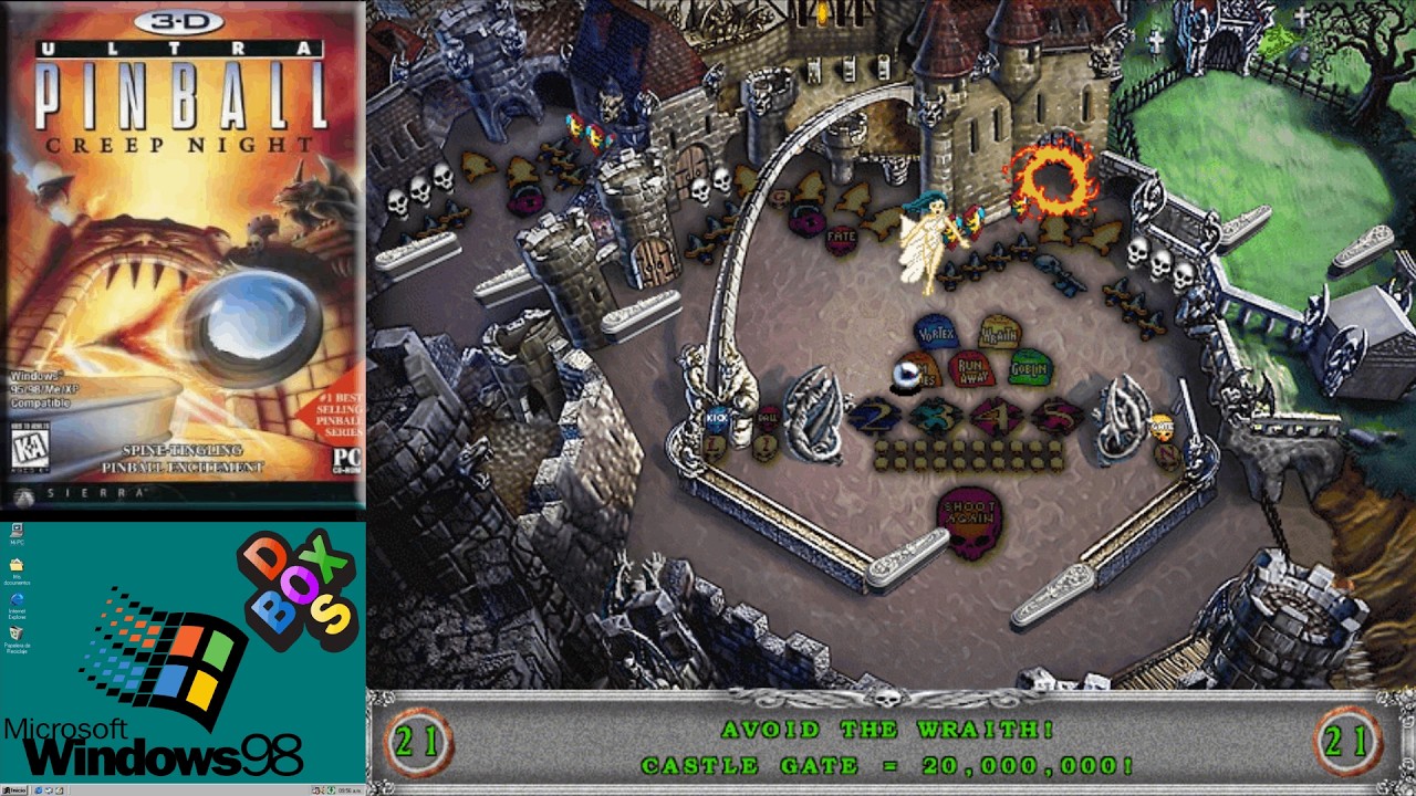 3-D Ultra Pinball: Creep Night (1996) - playing on DOSBox-X - Windows Retro Games 16
