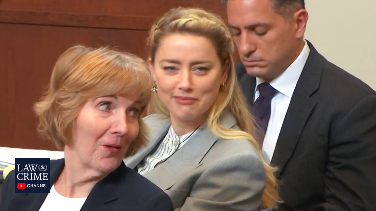 Amber Heard Appears to Shake Her Head When Depp Lawyer Accuses Her of Lying About Rape