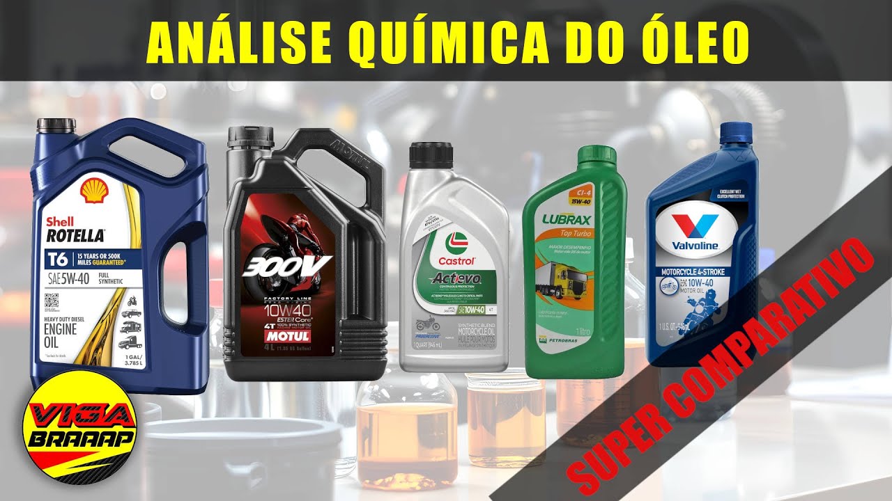 Analise Quimica Comparativo: Rotella, Motul 300V, Lubrax Top Turbo e outros! Óleo de caminhão  moto.