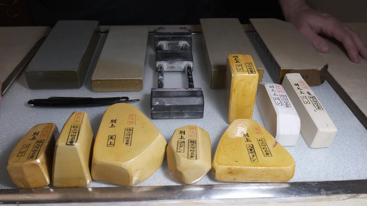 Mikawa Nagura Progression Razor Honing Japanese Natural Stones JNATs Botan, Tenjyo, Mejiro, Koma