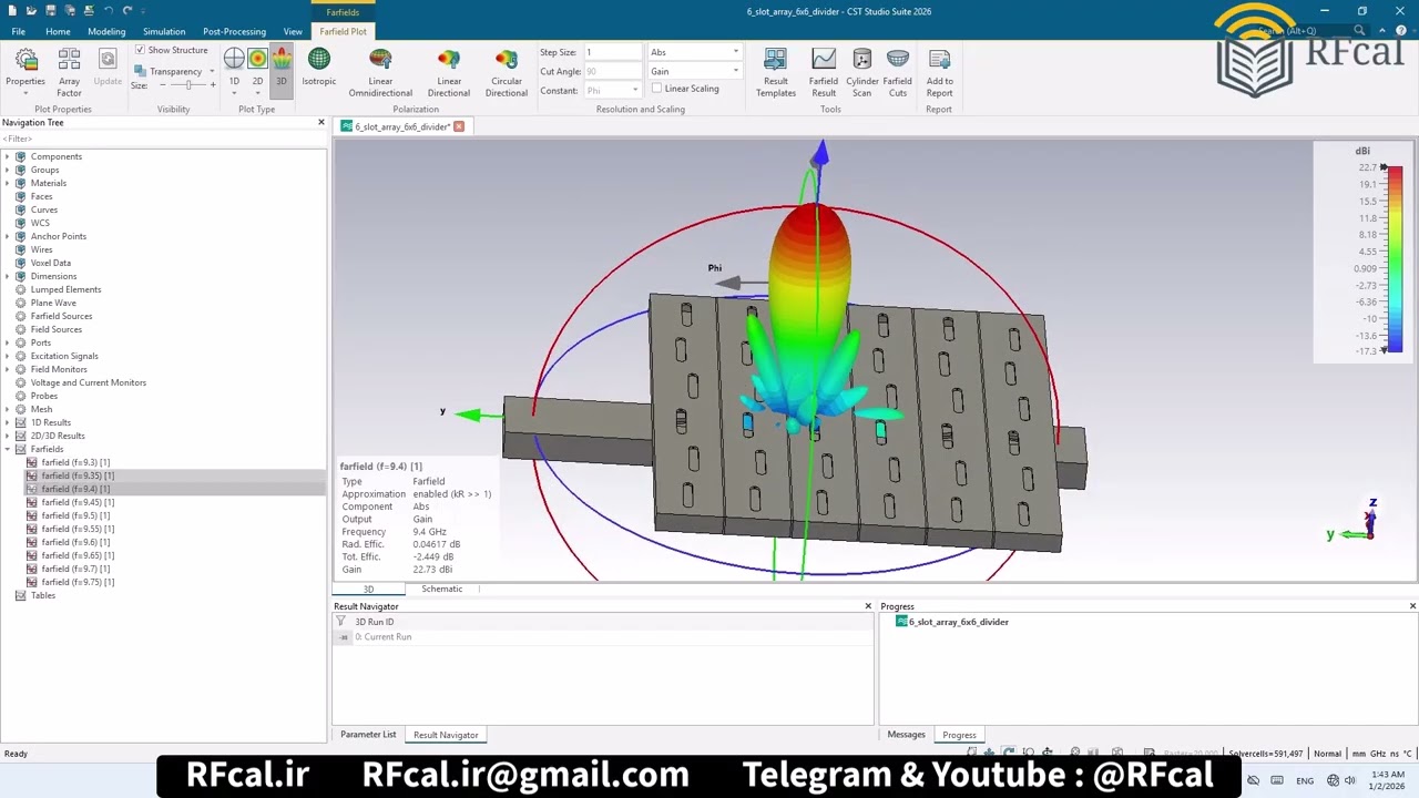 Designing Slotted Waveguide Antenna Arrays with CST Studio Suite | 6x6 slots divider number6