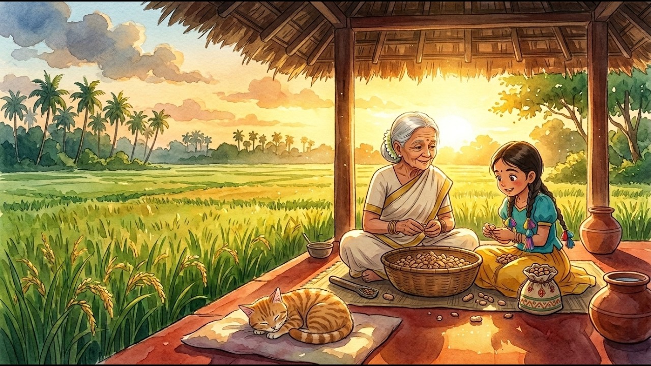 90s Kerala Paddy Field ASMR: Grandma's Harvest Snacks & Ghibli Style Village Tales