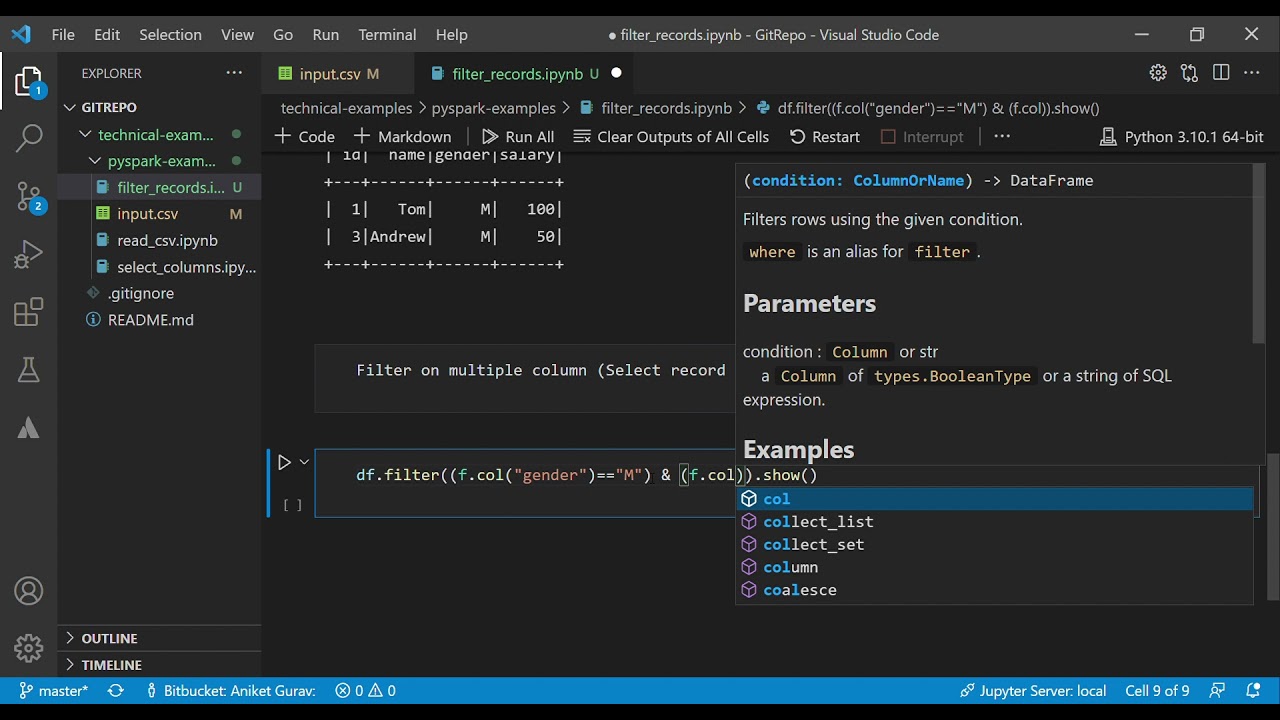 PySpark Examples - Filter records from Spark DataFrame
