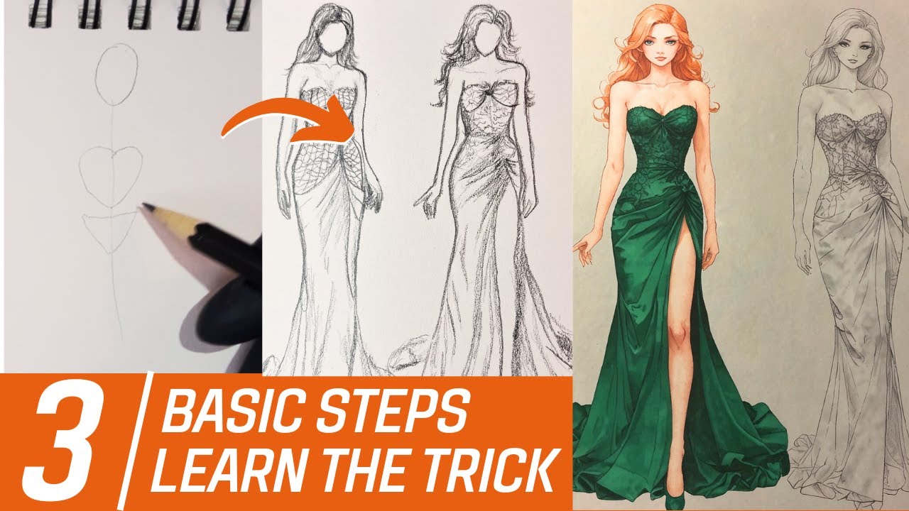 How to Draw a Stunning Fashion Sketch in 3 easy steps! | Learn to Draw Like a Pro!