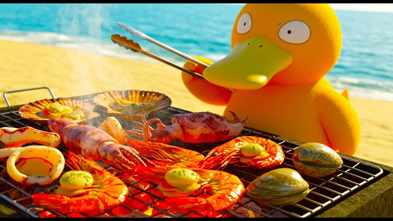 【ポケモン料理】コダックに海鮮焼きを作らせたらカスミが頭をかかえた！（コダックVOL1） #ポケモン #pokemon #料理 #cooking