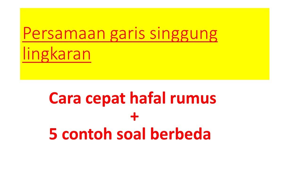 persamaan garis singgung lingkaran kelas 11