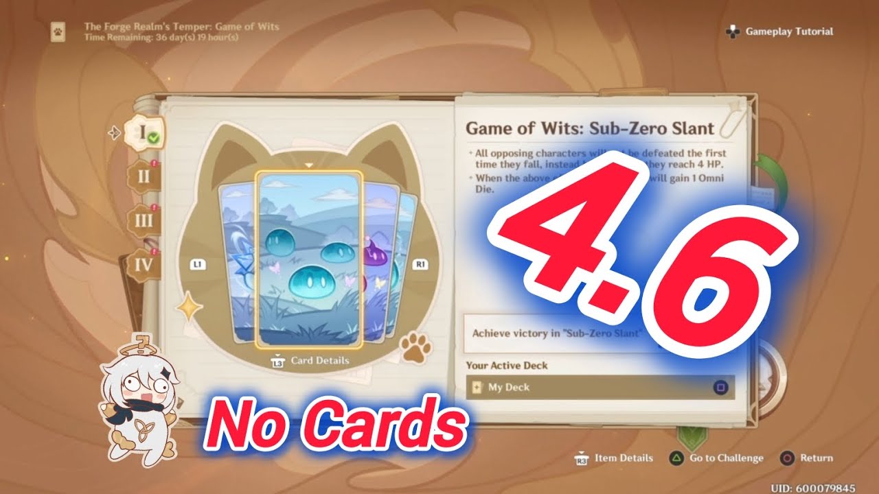 4.6 The Forge Realm's Temper: Game of Wits All Challenges No Action Card used - Genshin Impact TCG