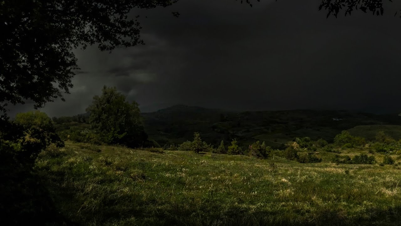 Scary Thunderstorm Approaches you while Hiking | Hiding under Trees | Full Storm&Rain | 3 HOURS