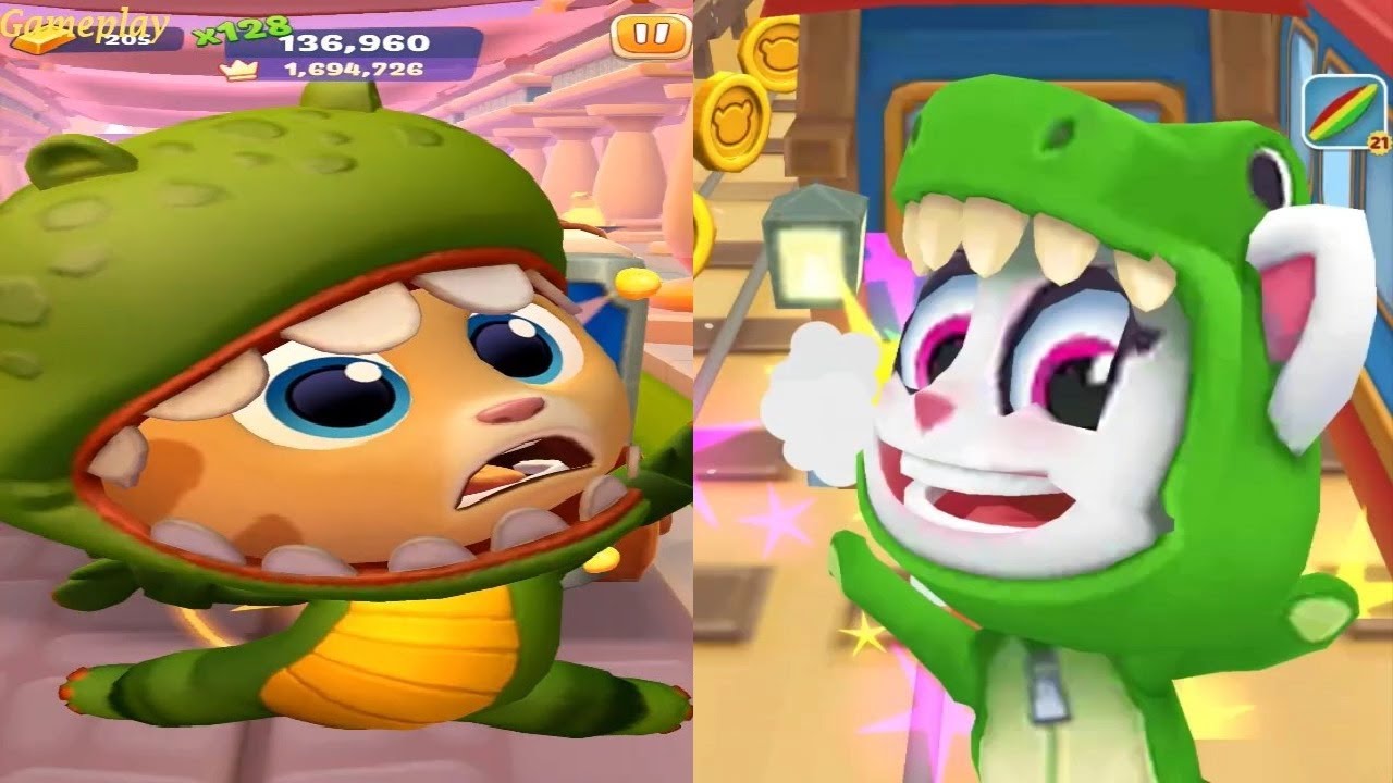 TALKING Tom Time Rush Talking Ginger NEW OUTFIT VS Panda Panda Run Game Danni the Dino Gameplay 2022