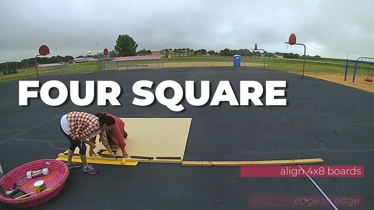 Time lapse playground painting Four Square game.