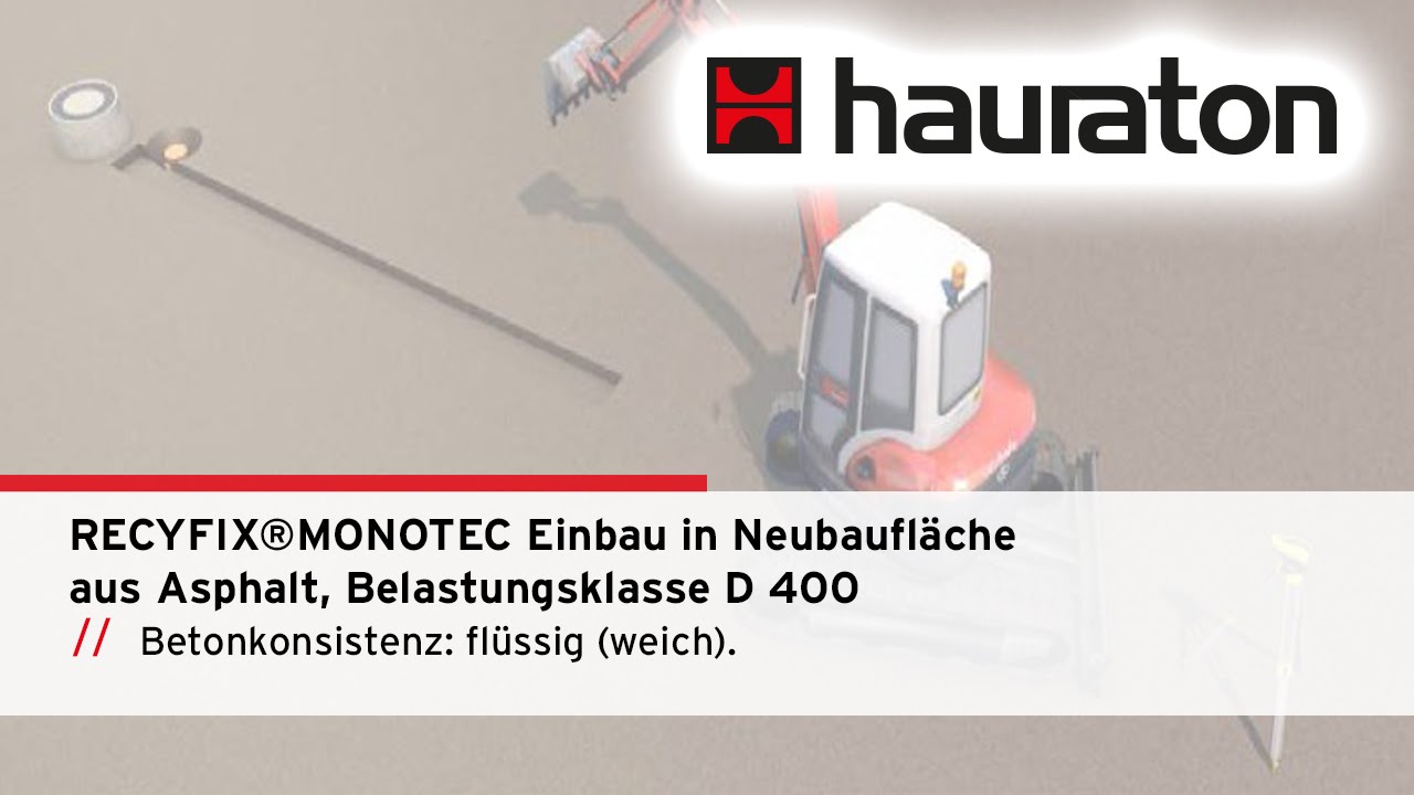 Einbau | Neubaufläche aus Asphalt | Belastungsklasse D 400 | RECYFIX®MONOTEC Entwässerungsrinne
