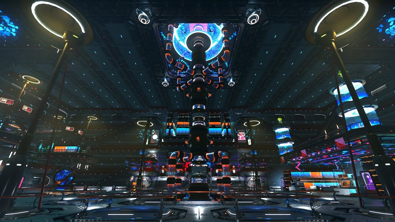 FREIGHTER BASE TOUR | CYBERPUNK & STARTREK INSPIRED | NO MANS SKY